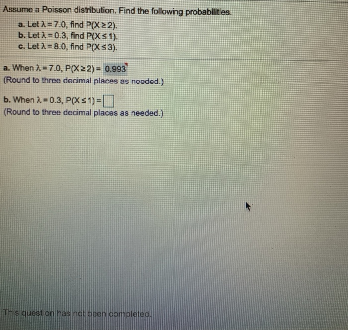 Solved Assume A Poisson Distribution. Find The Following | Chegg.com