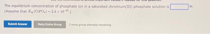 Solved The equilibrium concentration of phosphate ion in a | Chegg.com