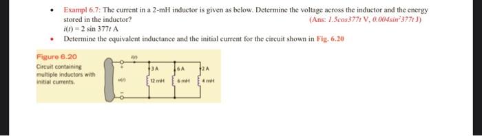 Solved Exampl 67 The Current In A 2 Mh Inductor Is Given 