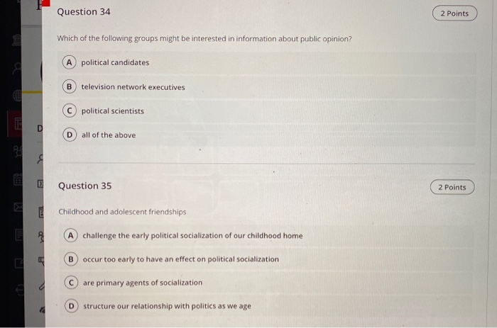 Solved Question 34 2 Points Which of the following groups | Chegg.com