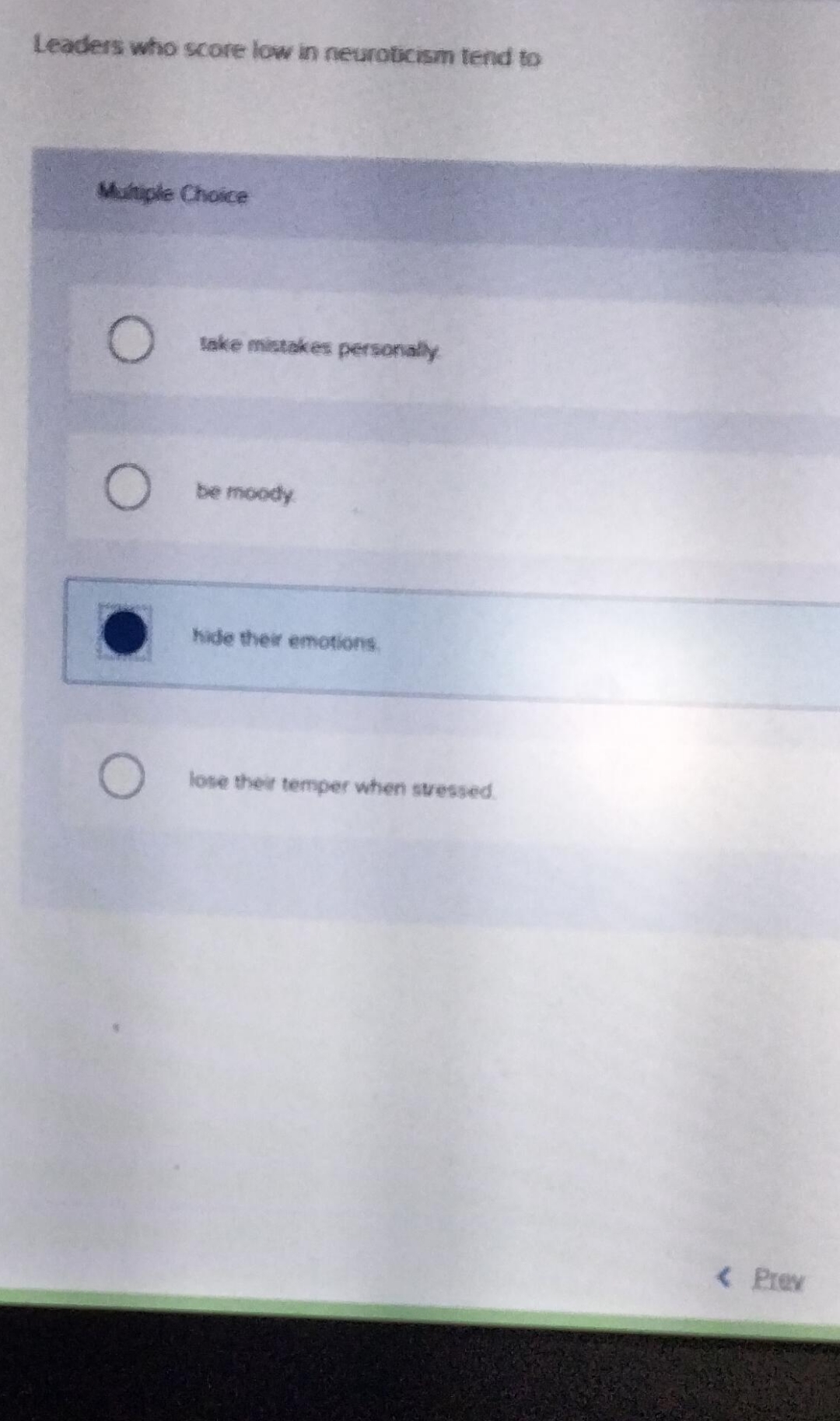 Low Neuroticism Score