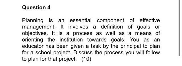 Solved Question 4 Planning Is An Essential Component Of | Chegg.com