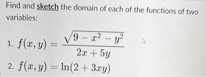Solved Find and sketch the domain of each of the functions | Chegg.com