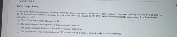 Solved QUESTION 4 Solve the problem. A marketing research | Chegg.com
