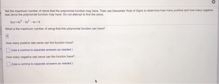 Solved Tell the maximum number of zeros that the polynomial | Chegg.com