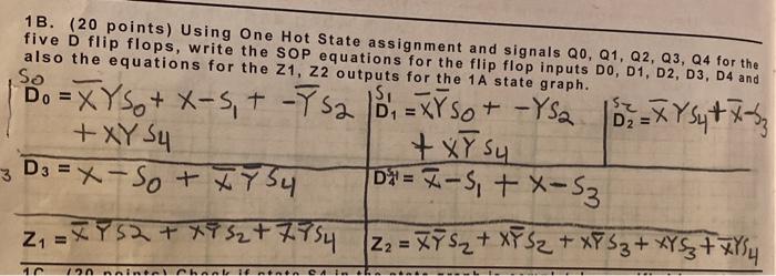 Solved 18. (20 points) Using One Hot State assignment and | Chegg.com