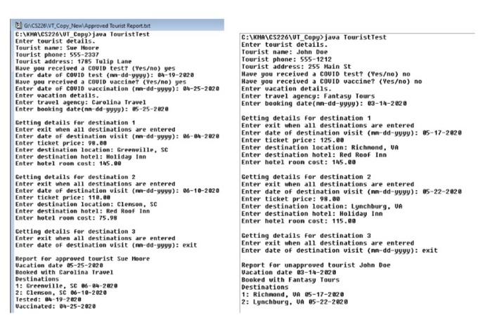 Vacation.java Destination.java Tourist Test.java X J | Chegg.com
