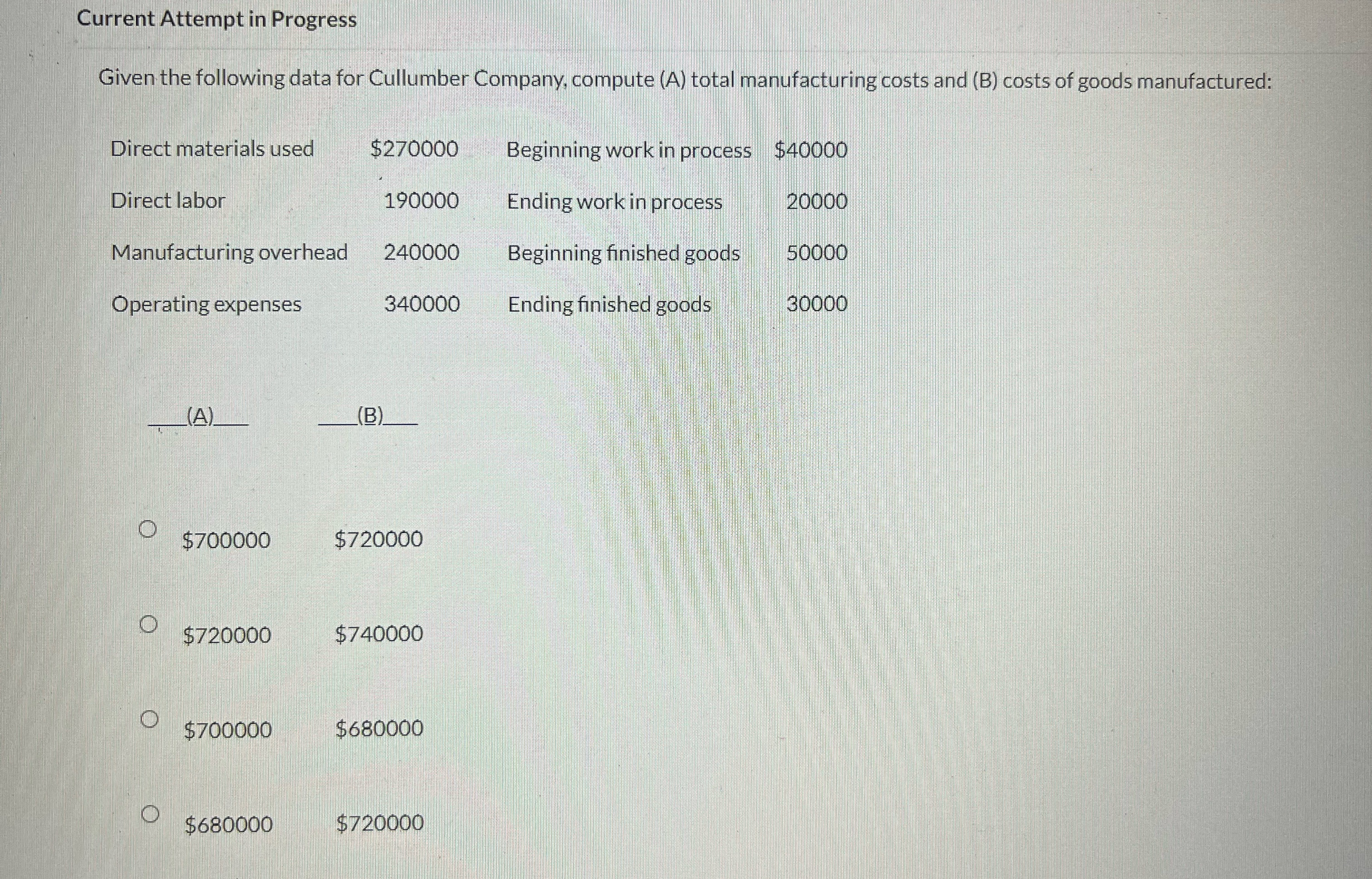 Solved Current Attempt in ProgressGiven the following data | Chegg.com