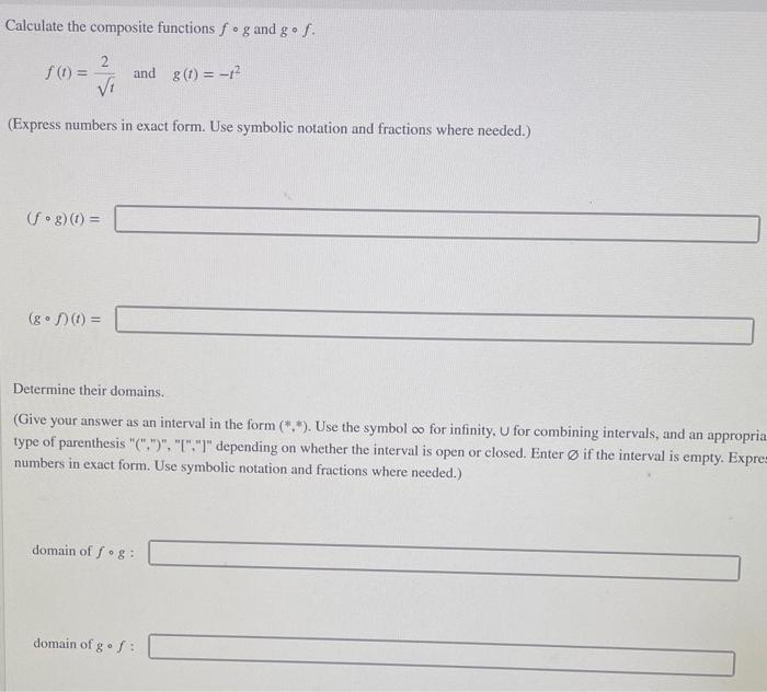 Solved Calculate The Composite Functions F∘g And G∘f 8239