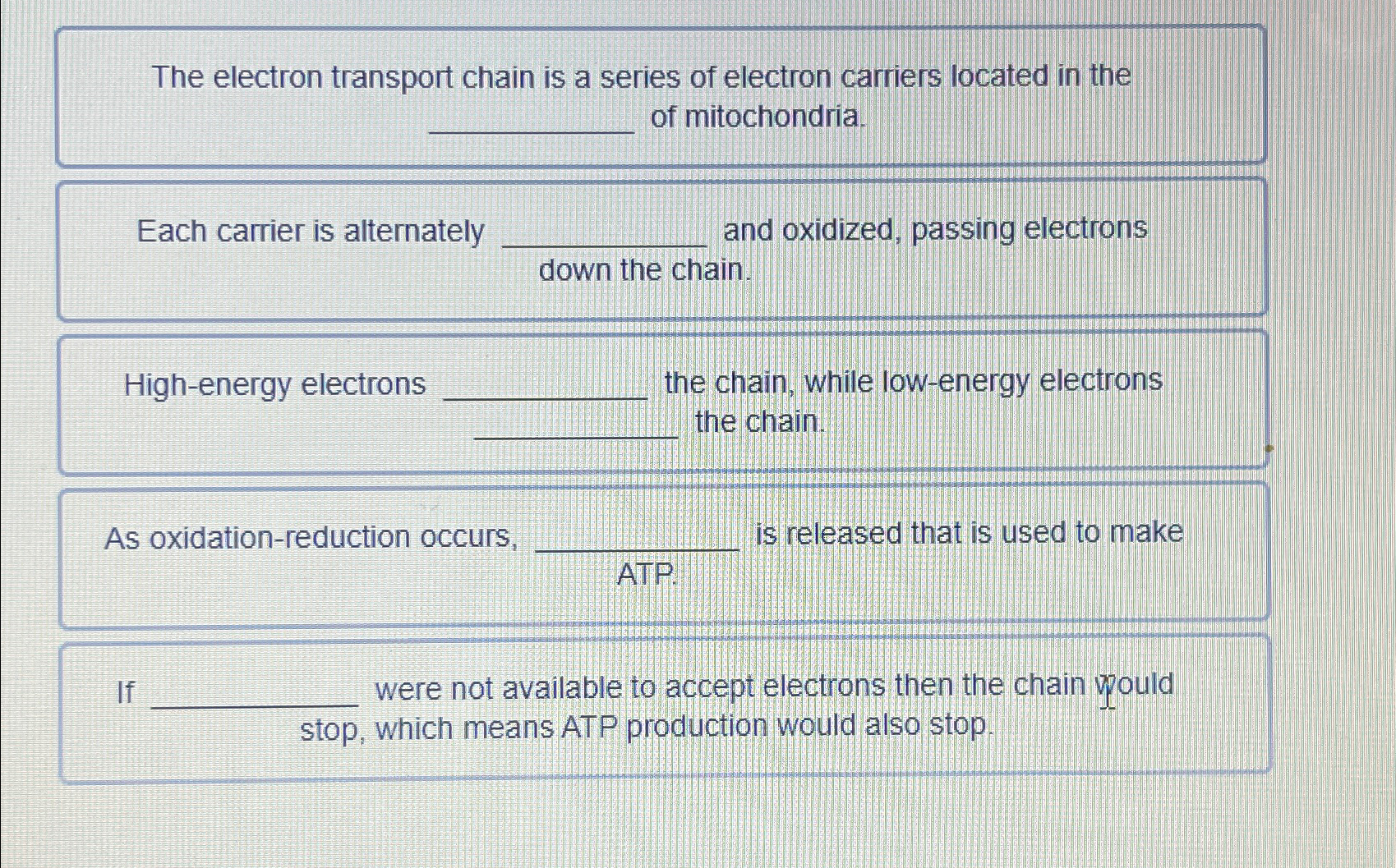 Solved The electron transport chain is a series of electron | Chegg.com