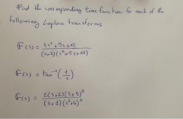 Solved Find the corresponding time function for each of the | Chegg.com