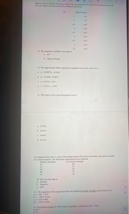 Solved 1. The value a of a Linear Regression Equation Y a | Chegg.com