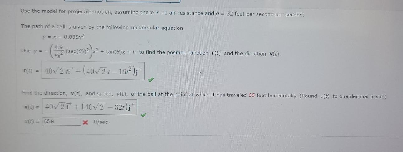 Solved Use the model for projectile motion, assuming there | Chegg.com