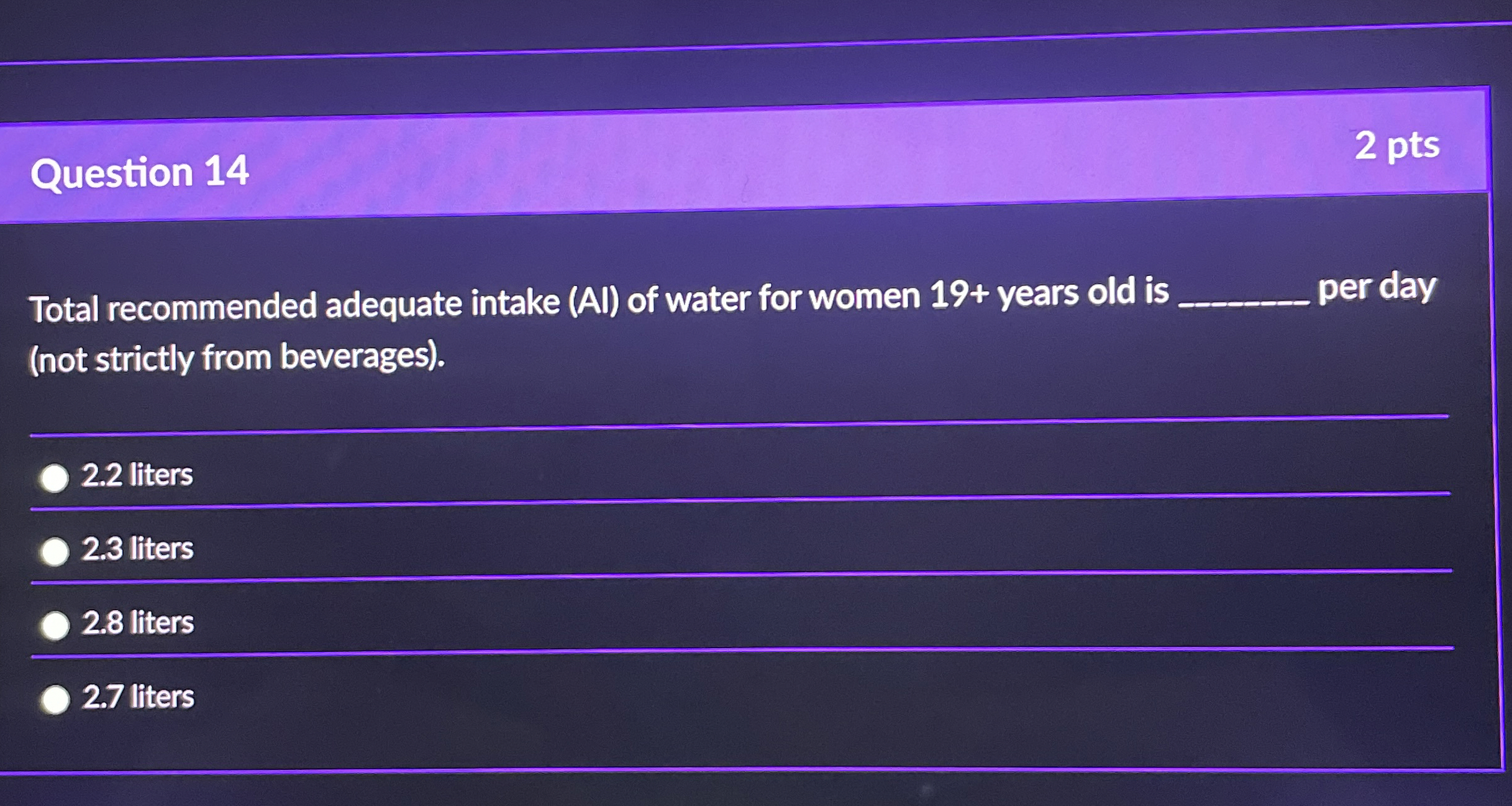 Solved Question 14Total adequate intake (AI) ﻿of