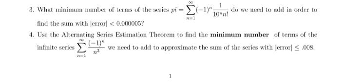 Solved 3. What minimum number of terms of the series | Chegg.com