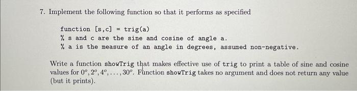 7. Implement the following function so that it | Chegg.com