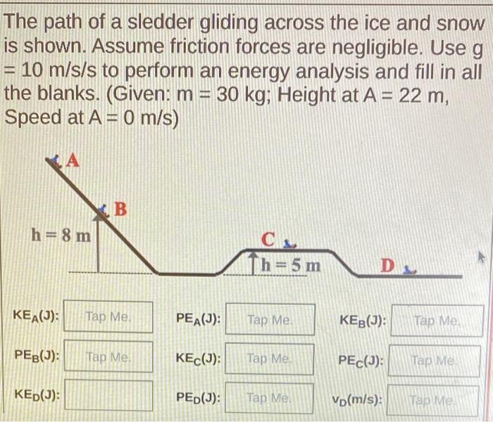 Solved the path of a sledder gliding across the ice and snow | Chegg.com