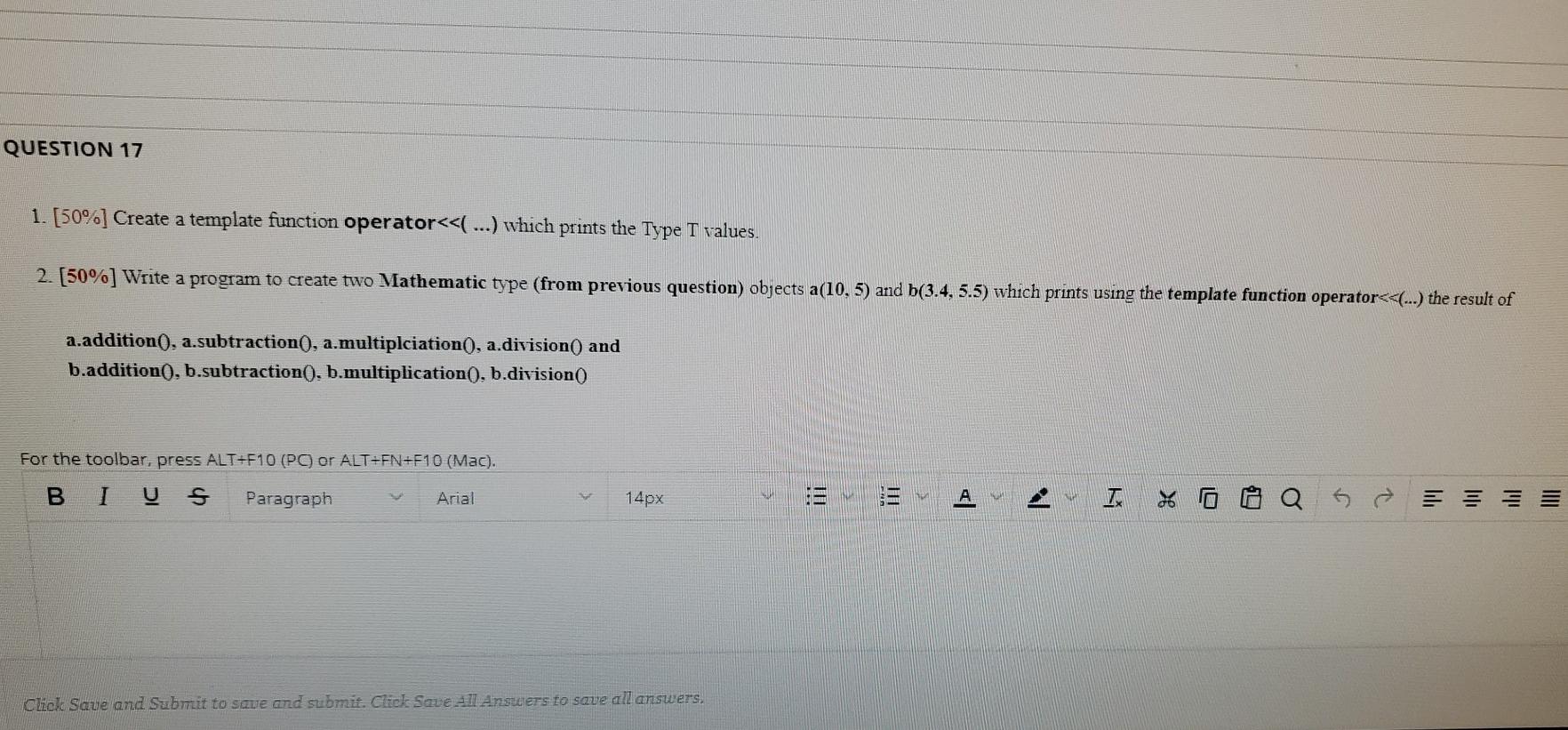 Solved QUESTION 17 1. (50%) Create a template function | Chegg.com