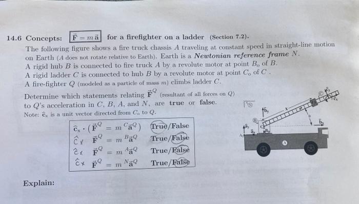 Solved mā 14.6 Concepts: F for a firefighter on a ladder | Chegg.com