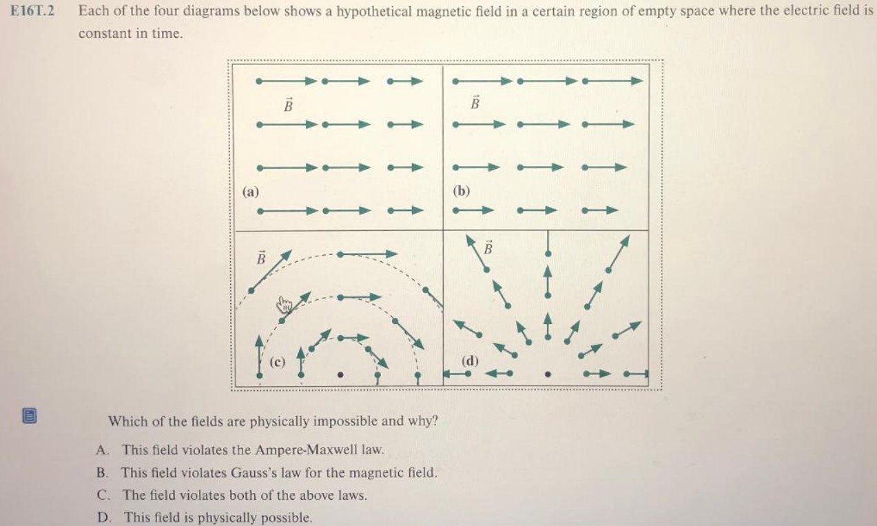 Solved E16T. 2 ﻿Each of the four diagrams below shows a | Chegg.com
