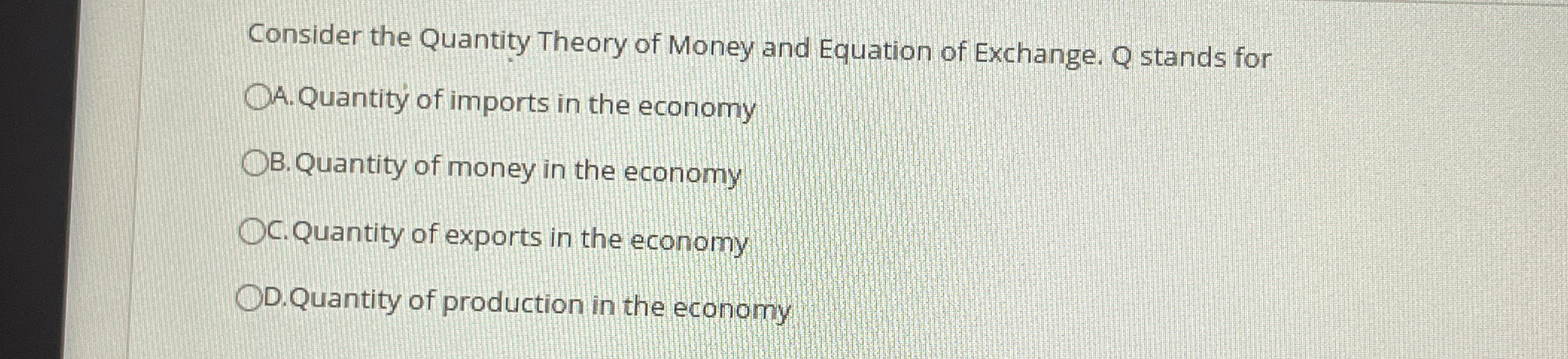 Solved msider the Quantity Theory of Money and Equation of | Chegg.com
