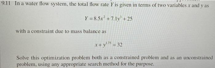 Solved 11 In a water flow system, the total flow rate Y is | Chegg.com