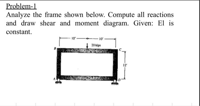 Solved Problem-1 Analyze the frame shown below. Compute all | Chegg.com