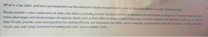 Solved What is a bar chart, and how can researchers use this | Chegg.com