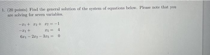 Solved 1. (20 points) Find the general solution of the | Chegg.com