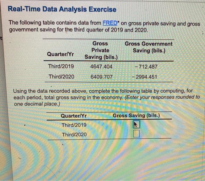 Solved Real-Time Data Analysis Exercise The following table | Chegg.com