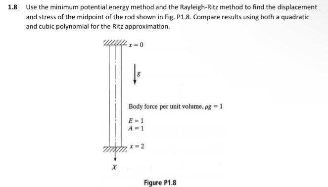 Solved 1.8 Use the minimum potential energy method and the | Chegg.com
