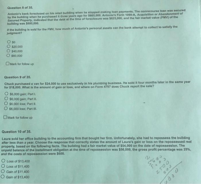 Solved Antonio's bank foreclosed on his retall building when