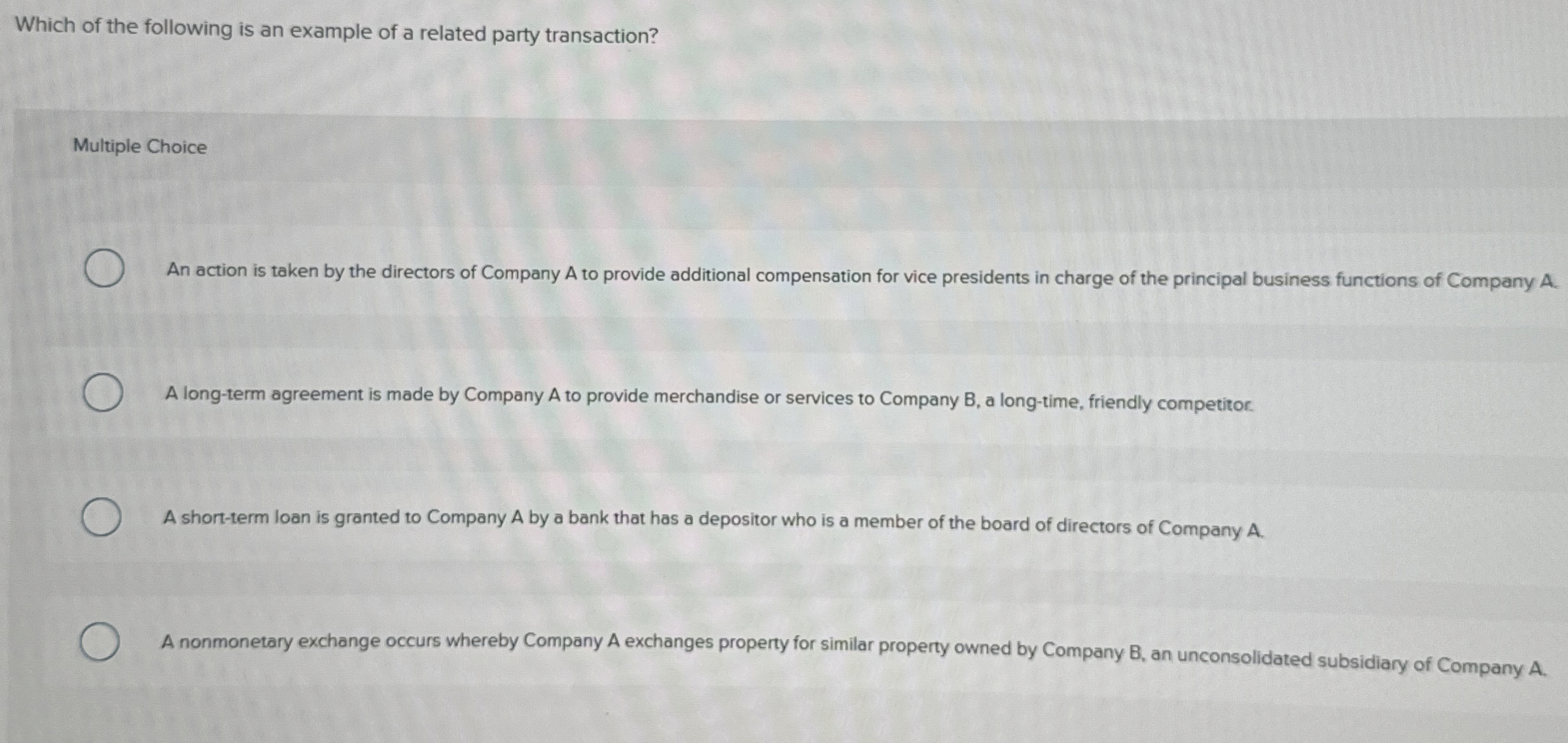 Solved Which of the following is an example of a related | Chegg.com