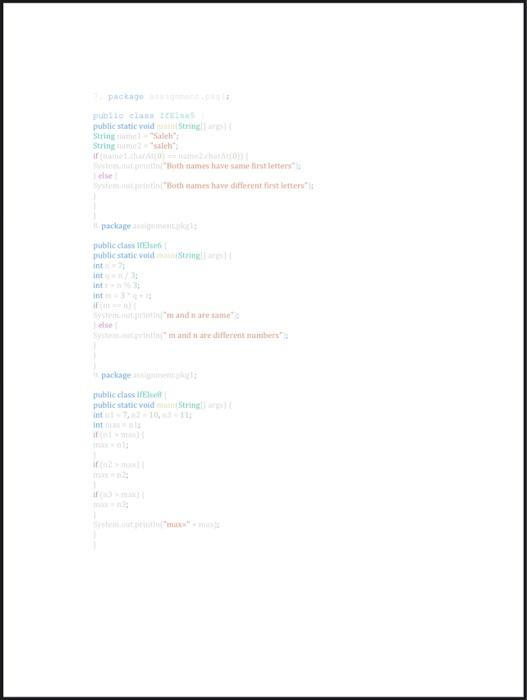 can you give me the output of these codes by JAVA? | Chegg.com