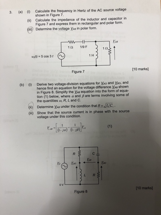 Solved 3 (a) (0) Calculate the frequency in Hertz of the AC | Chegg.com