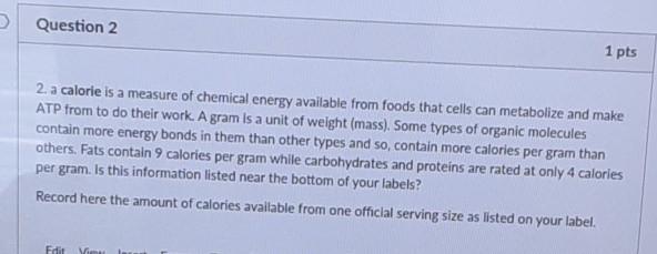 Solved Gather 4 Nutritional Facts labels from food products. | Chegg.com