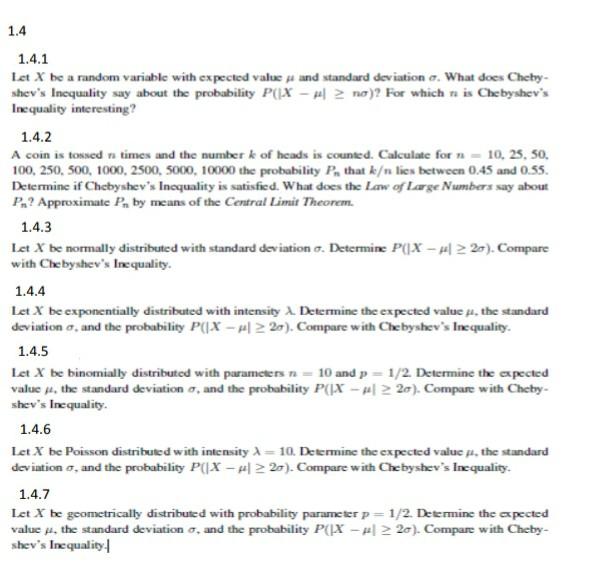 Solved 1.4 1.4.1 Let X be a random variable with expected | Chegg.com