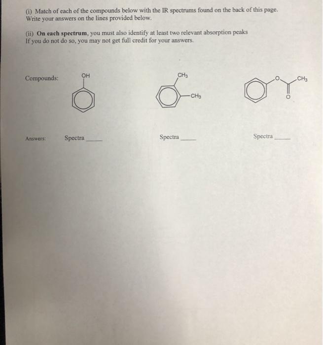 Solved (1) Match of each of the compounds below with the | Chegg.com