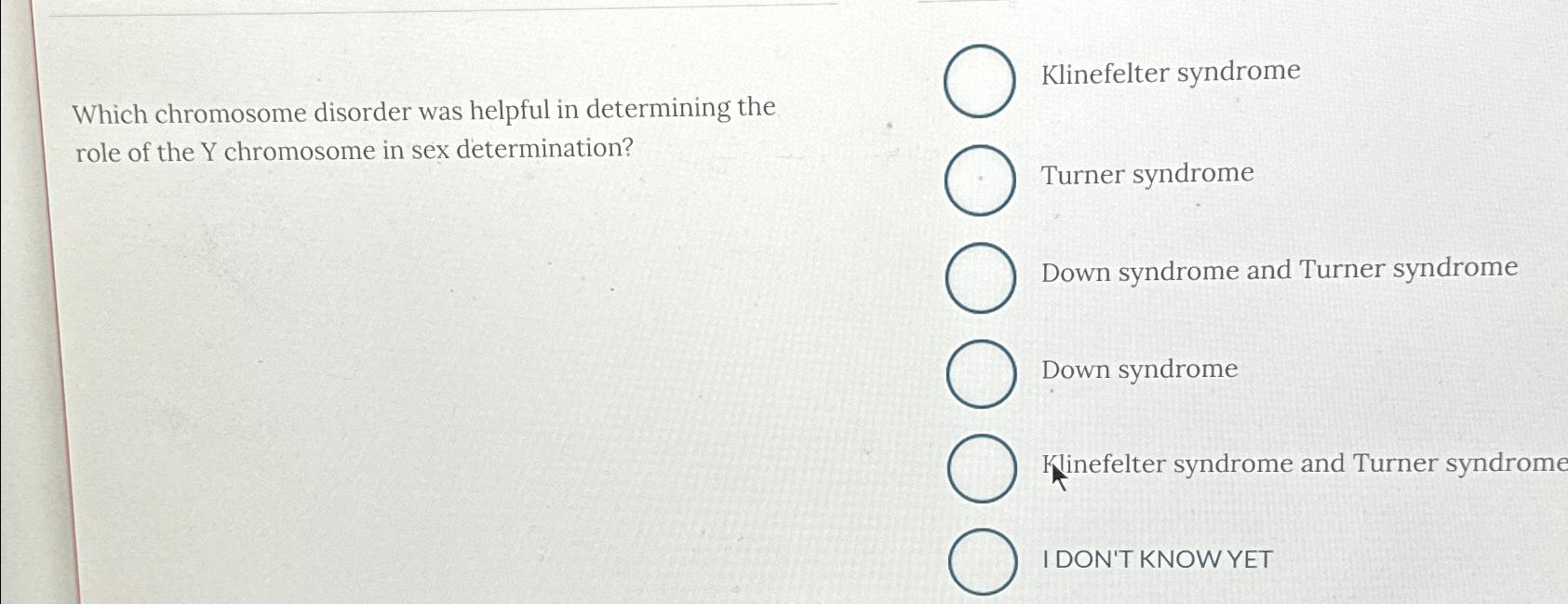 Solved Klinefelter syndromeWhich chromosome disorder was | Chegg.com