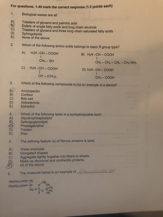 Solved For questions, 140 mark the correct response (1.5