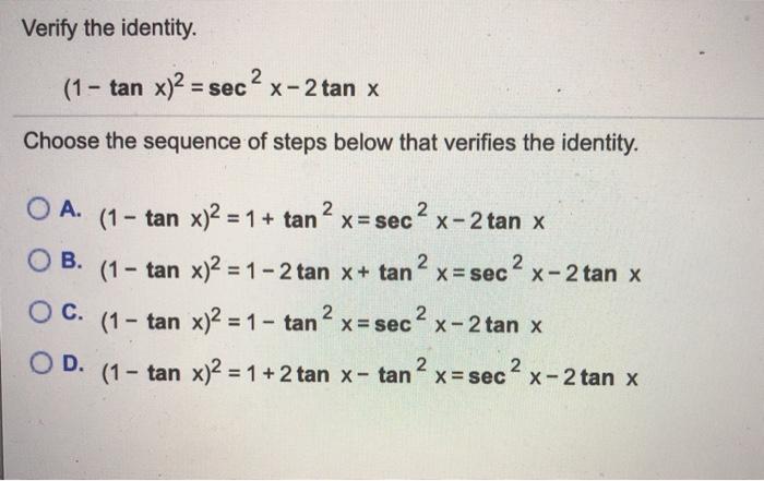 Solved Establish The Identity Cosu Secu Tan U 1 Sin Chegg Com