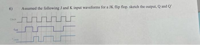 Solved 6) Assumed the following J and K input waveforms for | Chegg.com