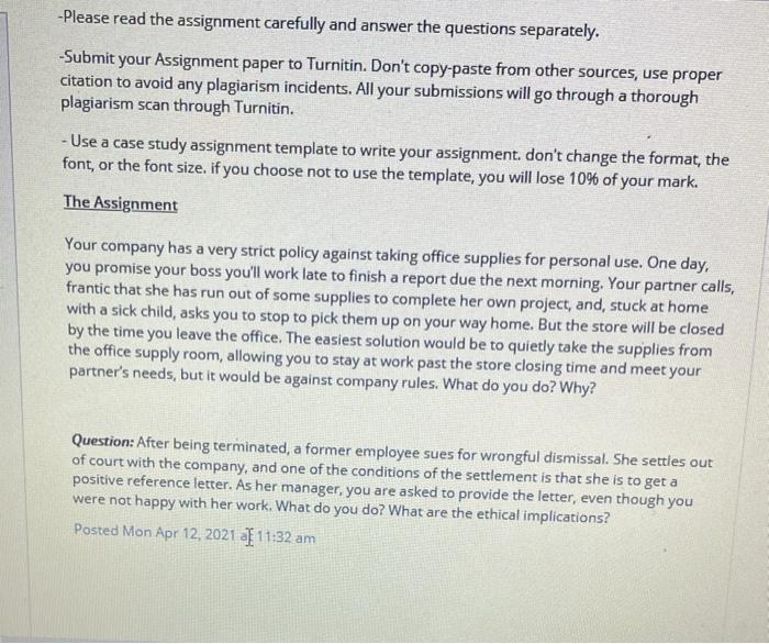 Solved -Please read the assignment carefully and answer the | Chegg.com