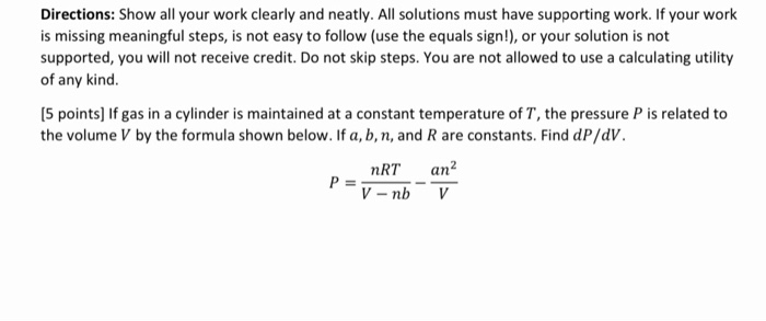 Solved Directions: Show all your work clearly and neatly. | Chegg.com