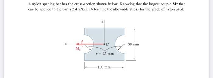 Solved A nylon spacing bar has the cross-section shown | Chegg.com