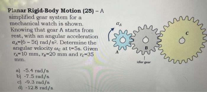 Solved αΑ Planar Rigid-Body Motion (25) - A simplified gear | Chegg.com