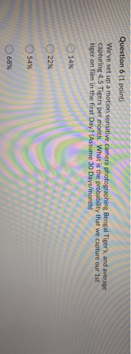 Solved Question 6 (1 point) We've set up a motion sensitive | Chegg.com