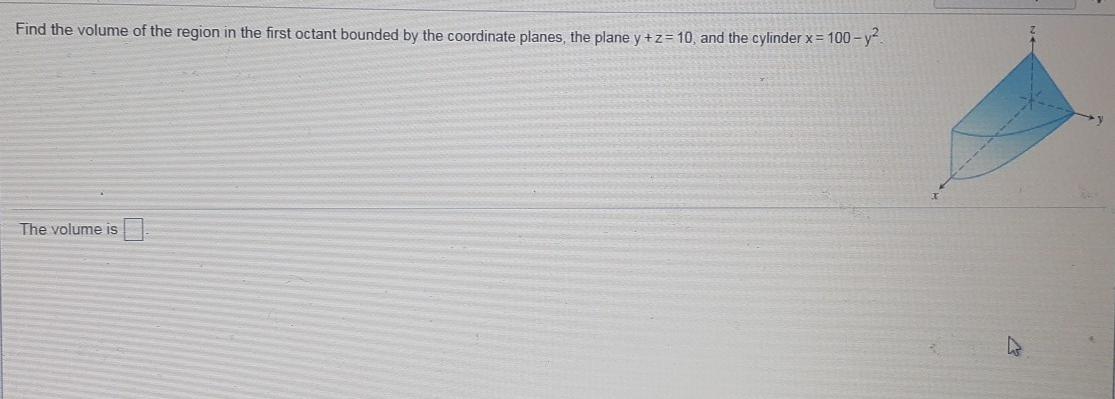 Solved Find the volume of the region in the first octant | Chegg.com
