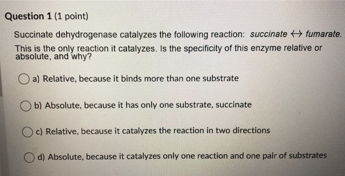 Solved Succinate Dehydrogenase Catalyzes The Following | Chegg.com