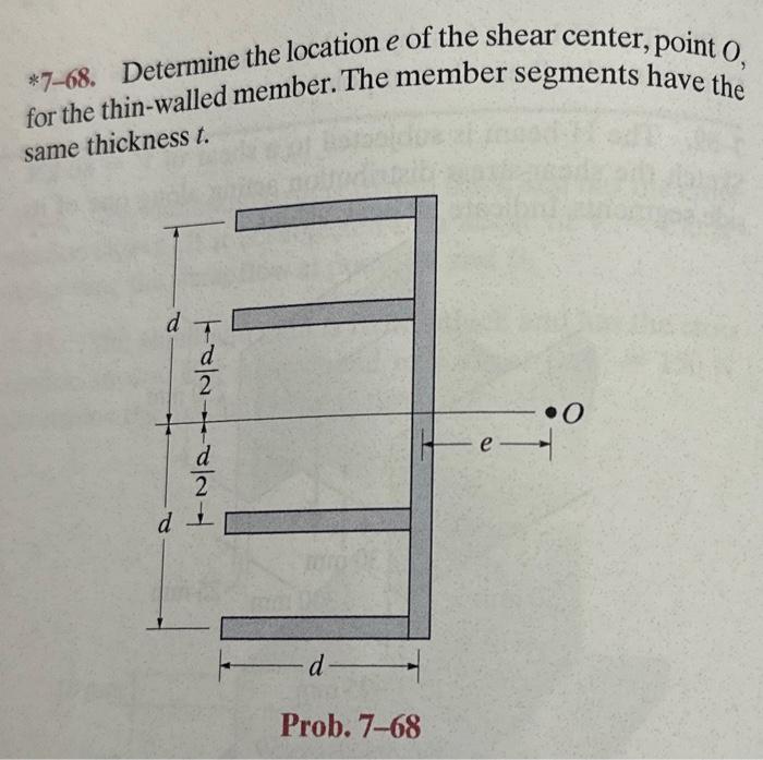 Solved *7-68. Determine the location e of the shear center, | Chegg.com
